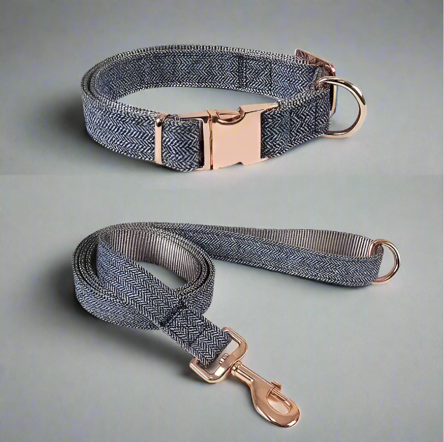 woolen-stripe-pattern-dog-collar-leash-set-Blue