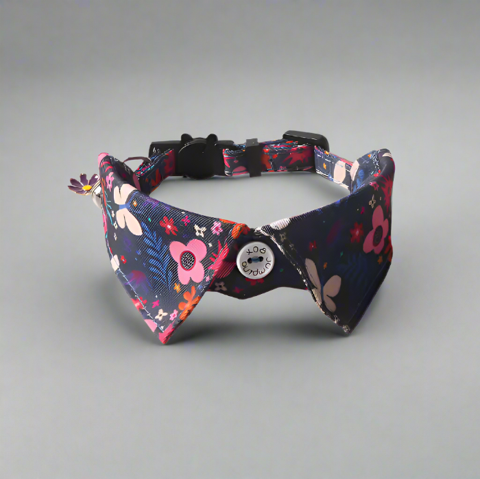 Black-floral-pet-collar