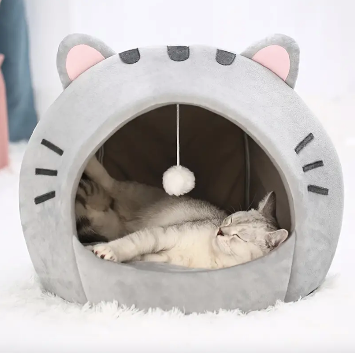 cat-ears-cat-bed-gray